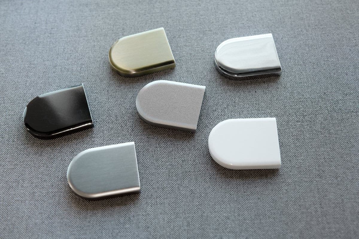 Roller shade end caps in matched finishes