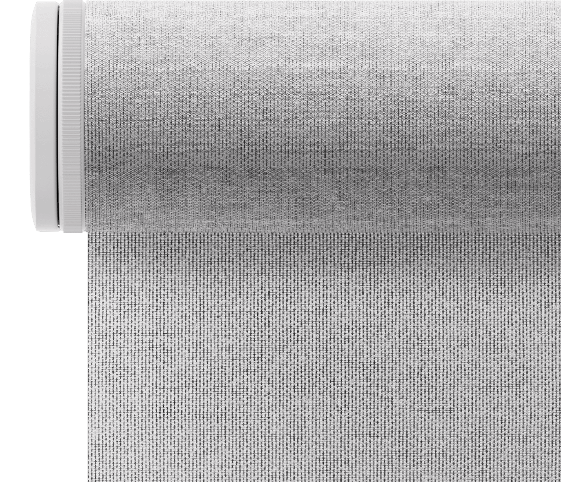 A white roller shade on an open roll bracket
