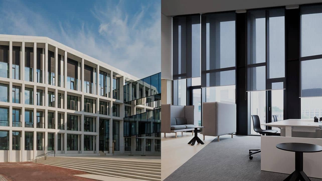 Window treatments across a commercial interior