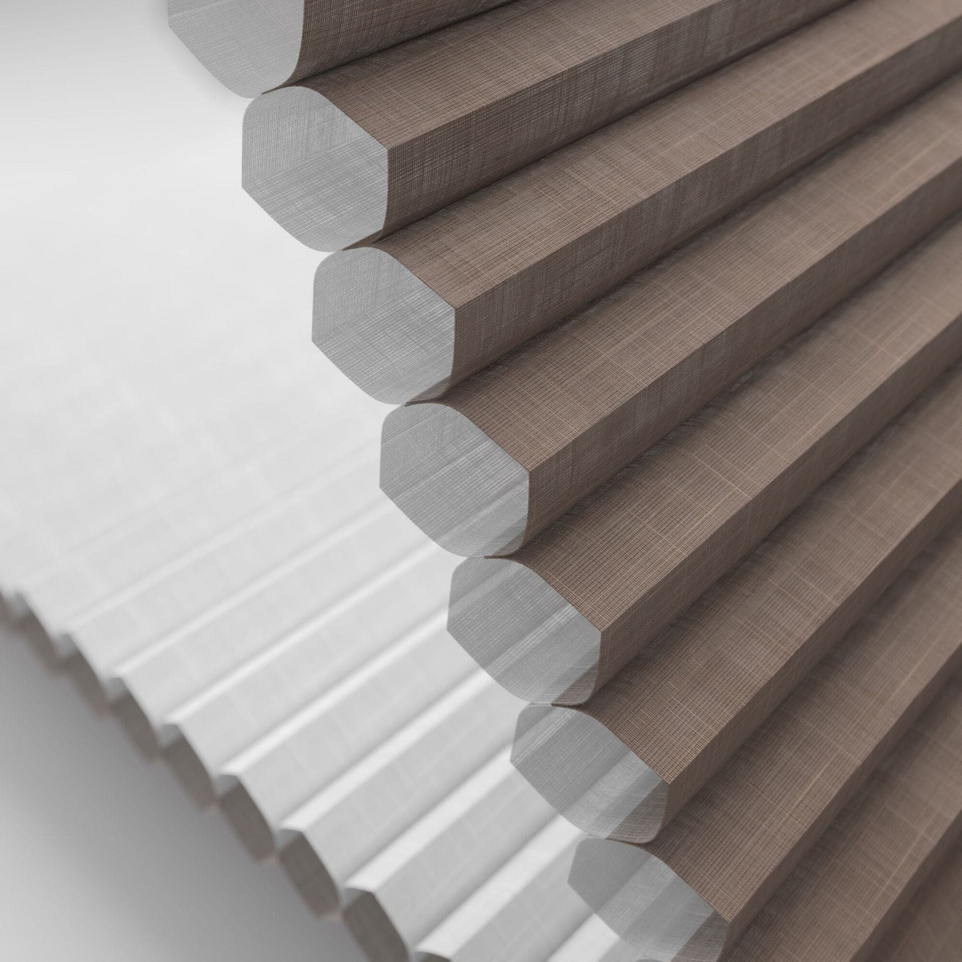 Close-up of a honeycomb cellular pleat structure
